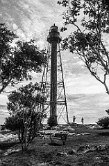 Marblehead Light in Chandler Hovey Park - Gritty Look- BW
